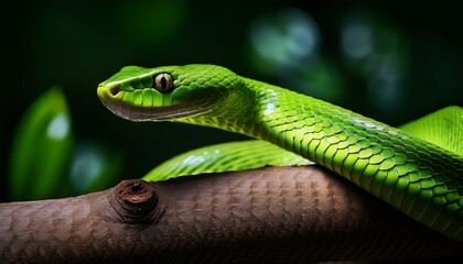 Fototapeta premium Close up of a green mamba.