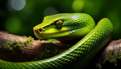 Fototapeta premium Close up of a green mamba.