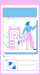 Use red envelopes to attract new customers and promote activity. Flat vector character concept illustration
