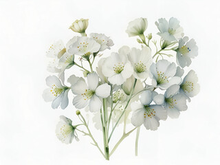 Fototapeta premium Gypsophila flower clipart , Gypsophila  flower on a white background, Gypsophila flower  painting by watercolor
