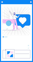 Use red envelopes to attract new customers and promote activity. Flat vector character concept illustration
