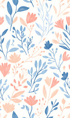 Fototapeta premium floral and leaf seamless patterns in doodle-style tile designs with graphic format.