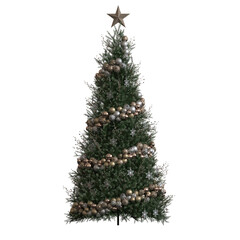 Christmas tree with decorations, isolate on a transparent background, 3d illustration, cg render
