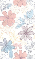 Fototapeta premium floral and leaf seamless patterns in doodle-style tile designs with graphic format.