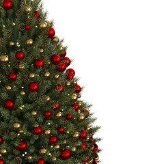 Christmas tree with decorations, isolate on a transparent background, 3d illustration, cg render
