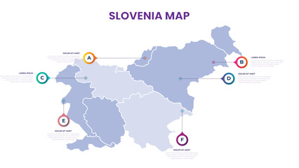 A map of the Slovenia. Slovenia infographic vector illustration with data and country information