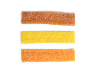 licorice strips on white background