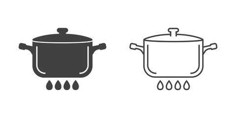 Сooking pot icon in flat style. Saucepan vector illustration on isolated background. Pan sign business concept.