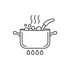 Сooking pot icon in flat style. Saucepan vector illustration on isolated background. Pan sign business concept.