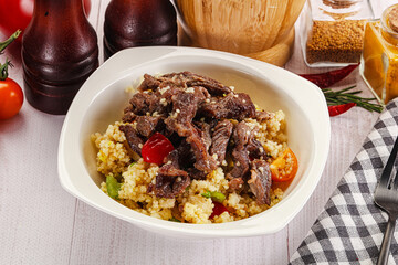 Traditional couscous with beef and vegetables