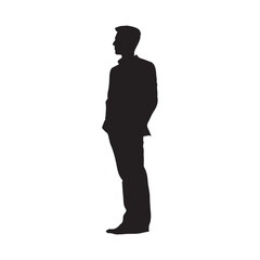 Silhouette of handsome businessman silhouette on white background
