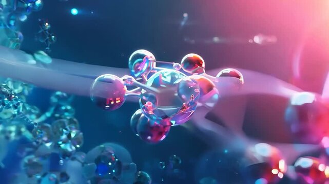 molecule or atom, Abstract structure for Science or medical background, 3d illustration, science, atom, abstract, chemistry, structure, blue, chemical, background