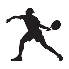 Man tennis player vector silhouette isolated on white background
