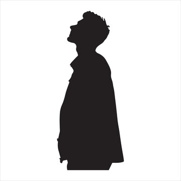 recommend clip art: Man looks up silhouette white background
                    