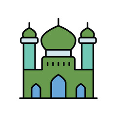 mosque color line icon with white background vector stock illustration
