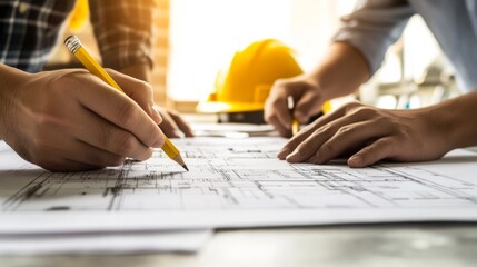 This stock image captures the essence of meticulous planning and collaboration in the field of architecture or engineering.