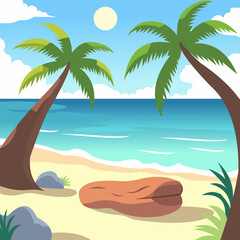 illustration of beach on a sunny day