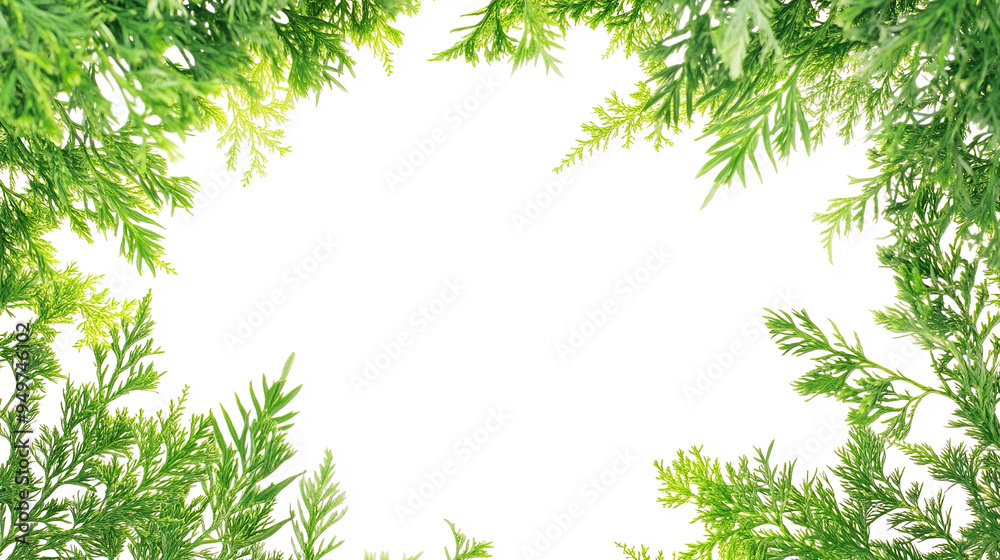 Wall mural elegant wedding invitation featuring thuja elements, with space reserved for personalized text.