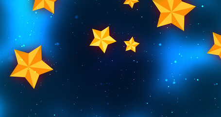 Gold stars moving galaxy space background. Starry night creative child play drama anime backdrop. Constellation glittering heaven entrance cosmos. Shiny mystery fantasy clouds moving.