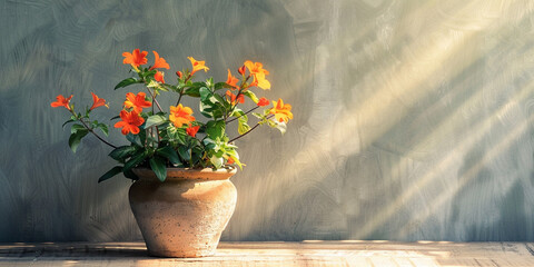 Purple flowers in vase on wooden table home decoration generated by artificial intelligence
