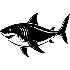 Shark Silhouette image art for vector illustration on white background