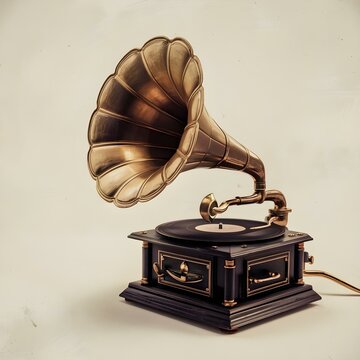old gramophone isolated on white background