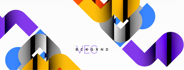 Abstract background. Colorful geometric curve shapes with black shadow lines effects