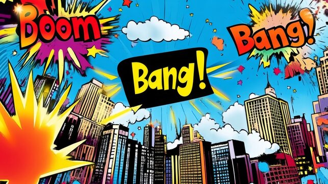 Superhero Cityscape Blast - Vibrant 3D Comic Backdrop for Boys Birthday Party Decorations - Powered by Adobe