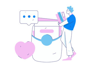 Use red envelopes to attract new customers and promote activity. Flat vector character concept illustration
