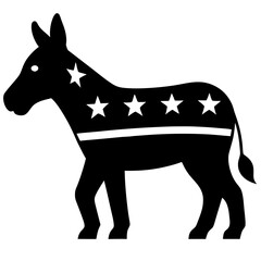Donkey Red White and Blue Political Isolated Vector Illustration with USA theme