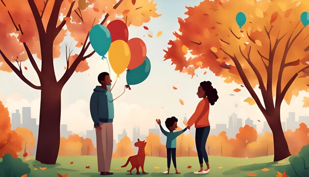  Experience the joy of National Adoption Day with our vibrant illustration. It features diverse families enjoying playful moments in a park, highlighting love and connection in adoptive relationships.