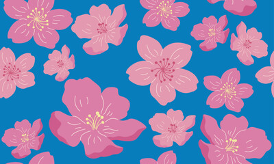 Pink sakura blossoms, seamless pattern with flowers for fabric, textile, apparel, wrapping paper, cover, banner, home decor, abstract background.