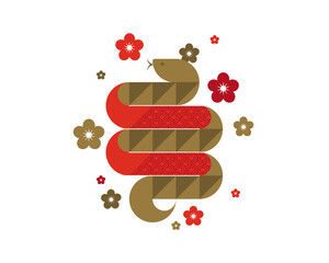 Isoated snake geometrical illustration, chinese New 2025 Year symbol