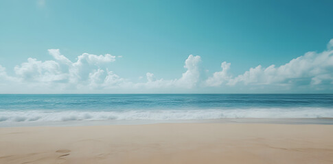 Fototapeta premium View of sand beach and blue sea summer background