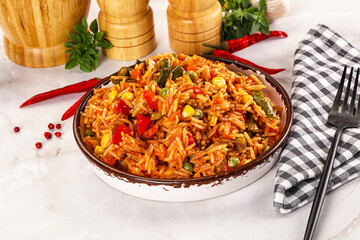 Mexican spicy rice with vegetables