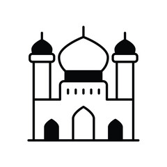 mosque glyph icon with white background vector stock illustration