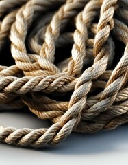 Fototapeta premium Strong tow rope, artificial rope for industry. Detail shot