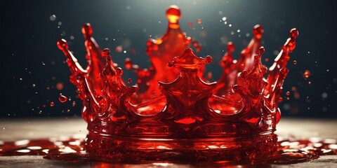 Red liquid splash creating a crown-like shape.