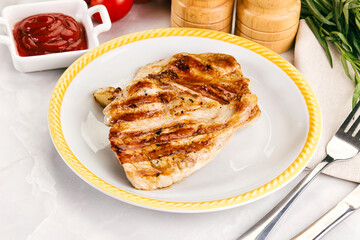 Grilled pork steak with sauce