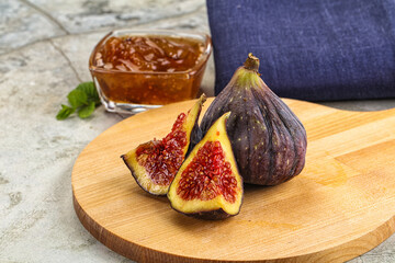 Purple ripe fig with cut