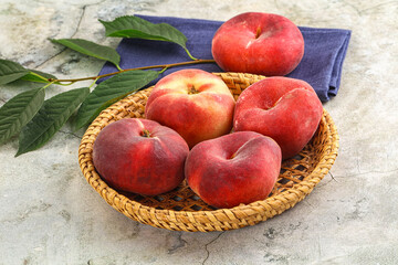 Ripe sweet and juicy Flat peach