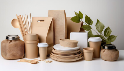 Biodegradable Packaging on White