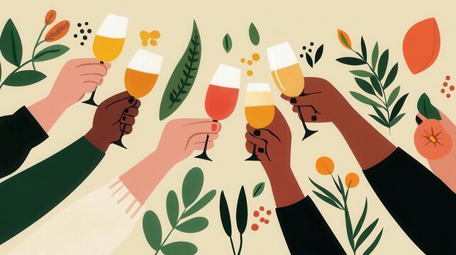 Diverse group of friends raising a toast at a Labor Day picnic, with a rustic barn and fields in the background, Labor Day celebration, countryside gathering