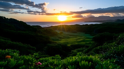 View The Ocean Sunset From Hill
