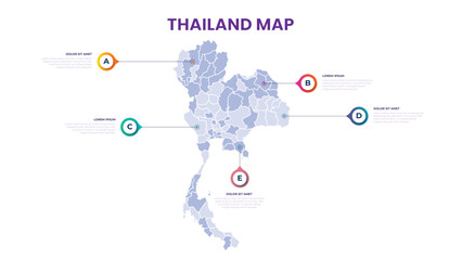 A map of the Thailand. Thailand infographic vector illustration with data and country information