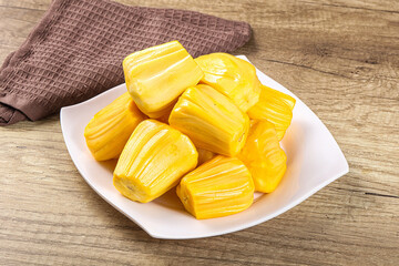 Raw ripe yellow jackfruit segment