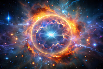 Obraz premium Supernova nebula and stars, glowing mysterious universe, nebula and galaxy