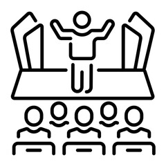 A line style icon of motivational speech 