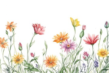 flores silvestres pintadas en acuarela