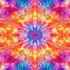 Vibrant Tie-Dye Pattern, a seamless texture featuring bold, psychedelic colors, perfect for bohemian and festival designs, evoking a laid-back, carefree atmosphere.